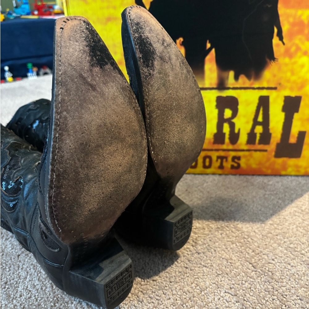 Corral Black Goat Sequence Inlay Western Cowboy Boots - Picture 3 of 6